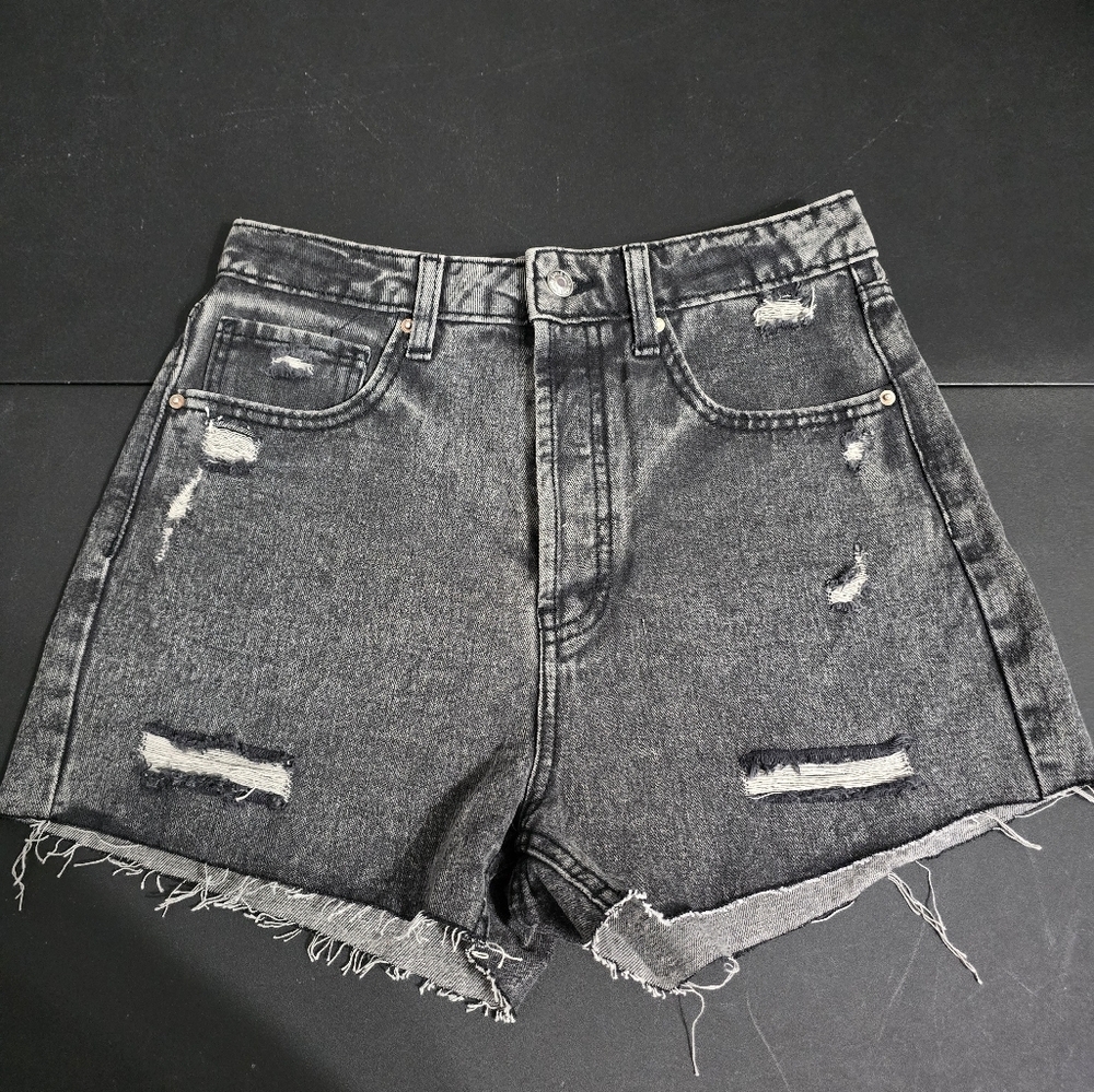 Wild Fable Highest Rise Cut Off Distressed Black Denim Shorts Womens Size 6